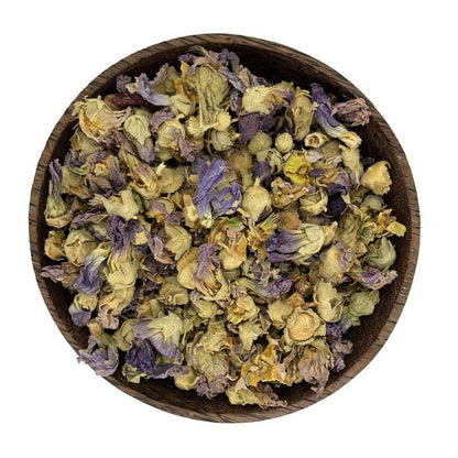 Eibischblüten hellblau getrocknet für Pflanzenfarben