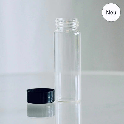 Transparentes Glasfläschchen mit Schraubdeckel für Pflanzenfarben