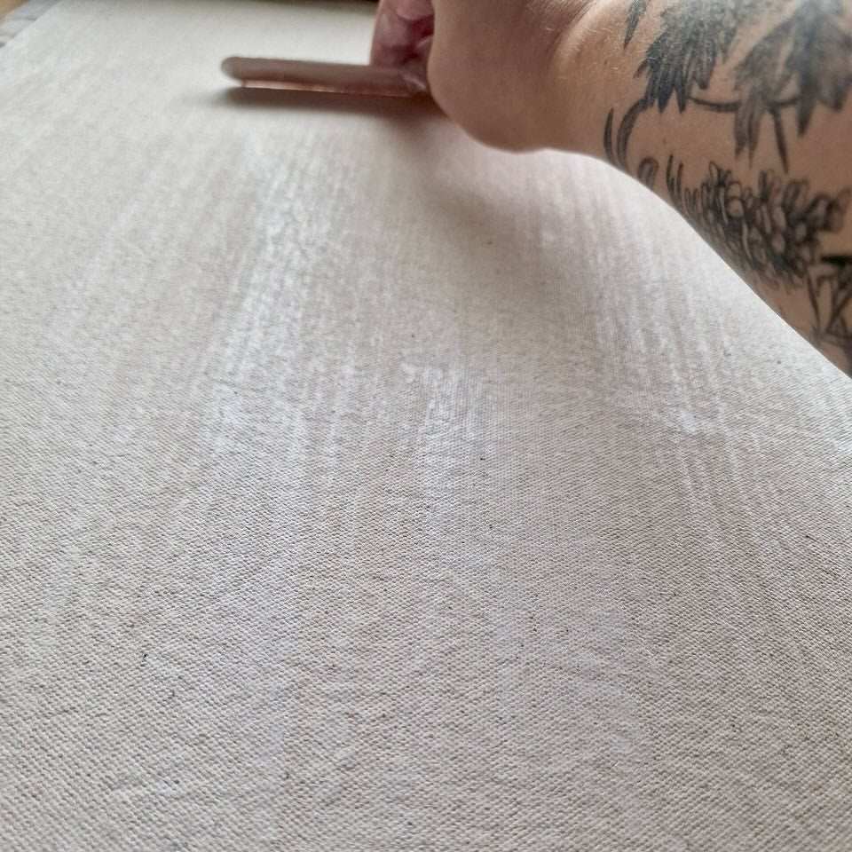 Endergebnis Grundierung auf Leinentuch