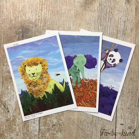 Postcards "dye animals"