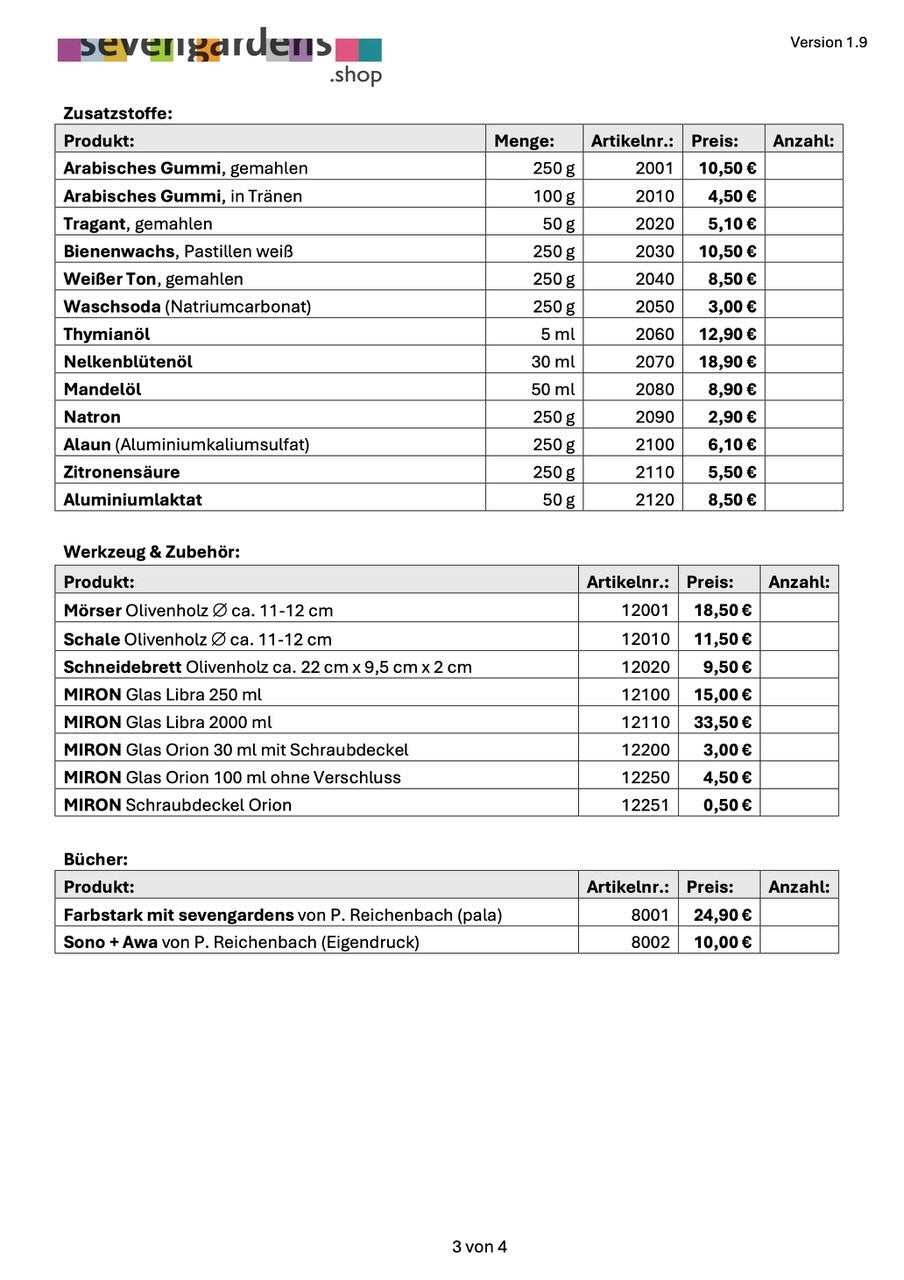 Seite 3 Bestellformular sevengardens.shop für Workshopteilnehmer*innen